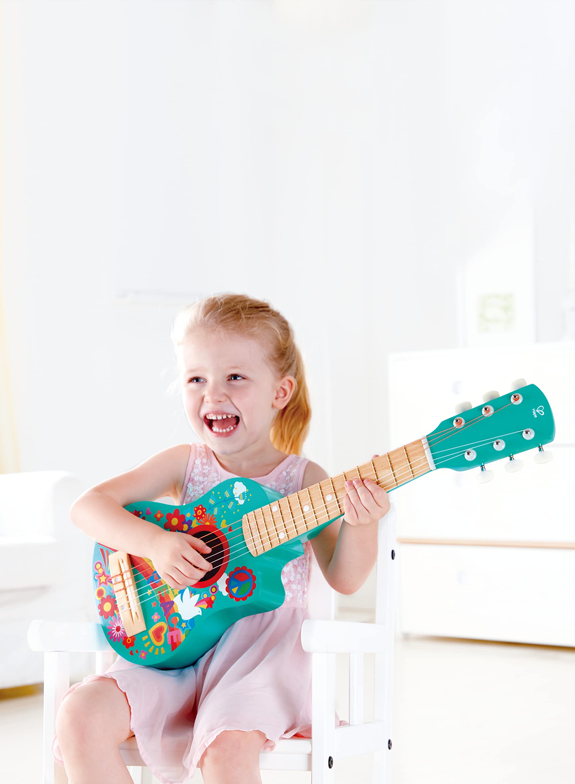 Hape Figli dei Fiori chitarra bambini legno blu E0600