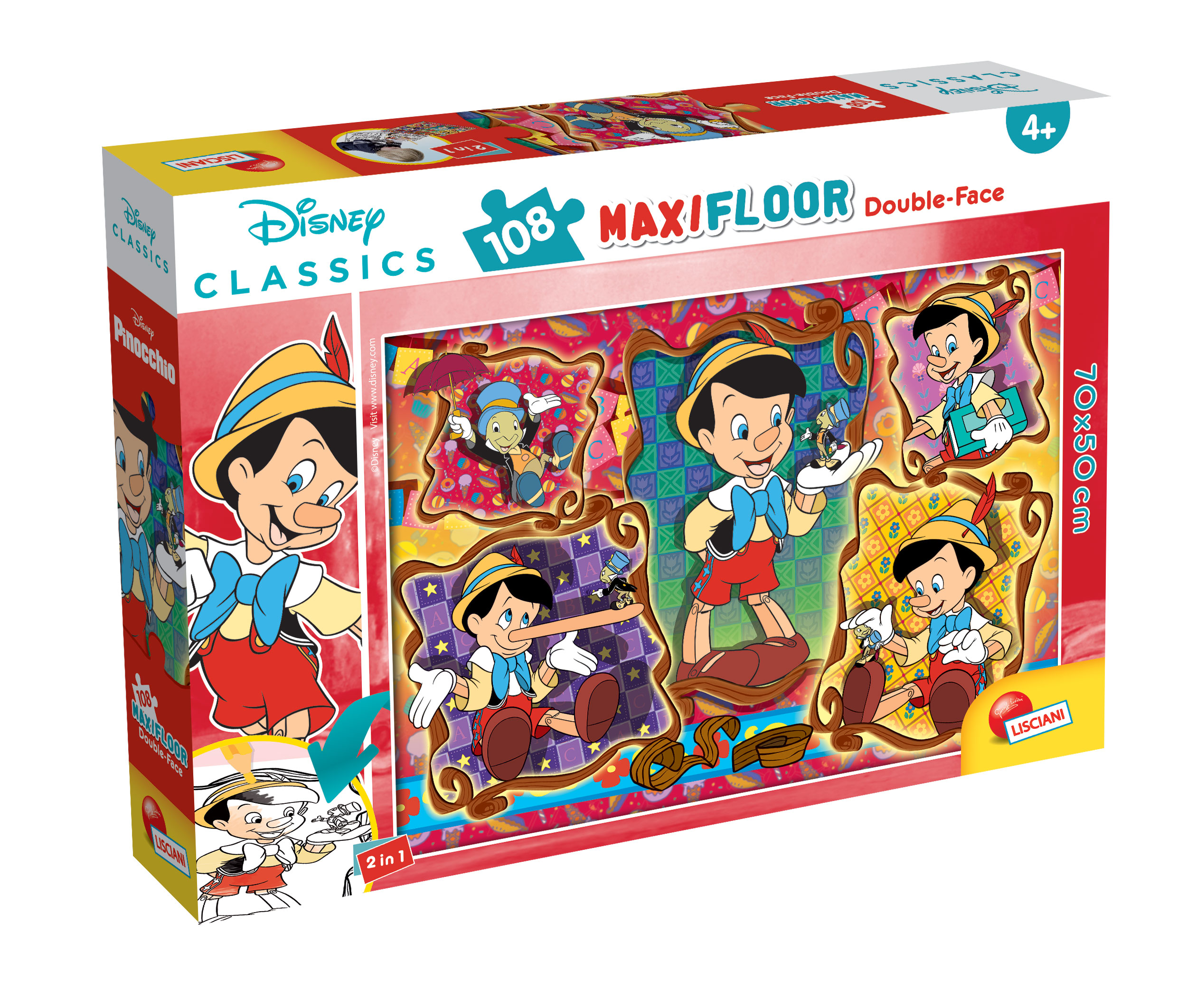 Lisciani Disney Maxi Floor 108 Pinocchio puzzle double-face