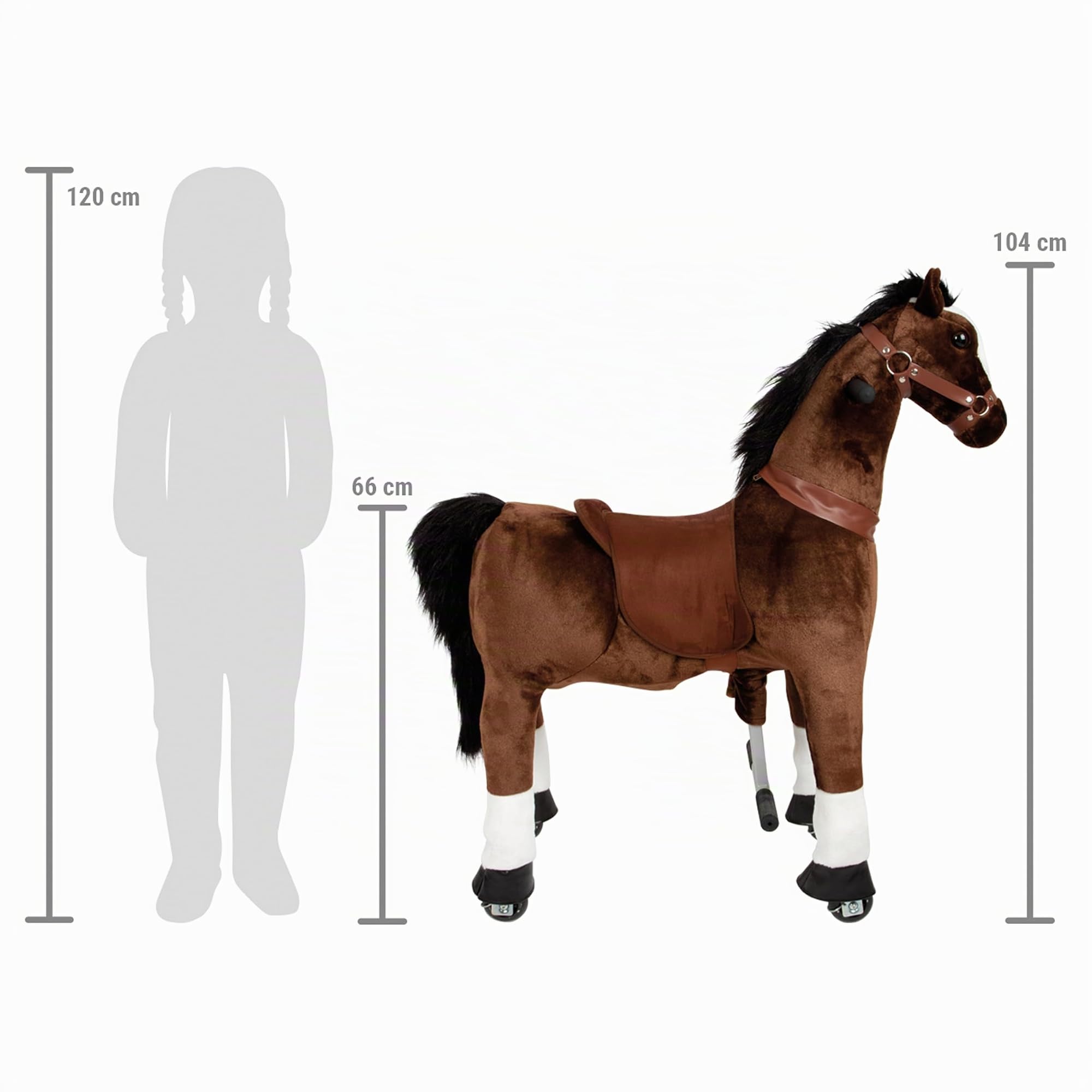 smallfoot 12462 cavallo cavalcabile in peluche marrone