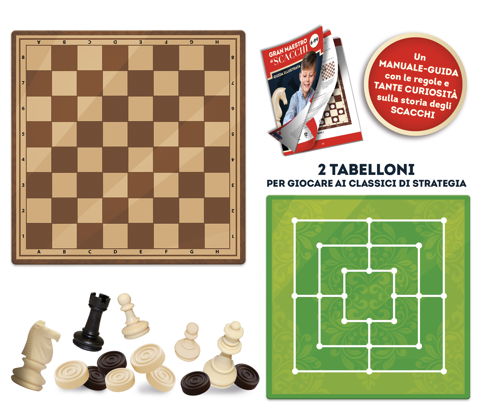 Lisciani Ludoteca Gran Maestro di Scacchi gioco scacchi 3 in 1