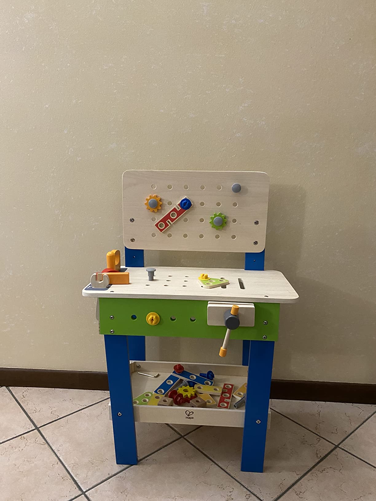 Hape Banco Lavoro legno attrezzi 35 pezzi 3 anni