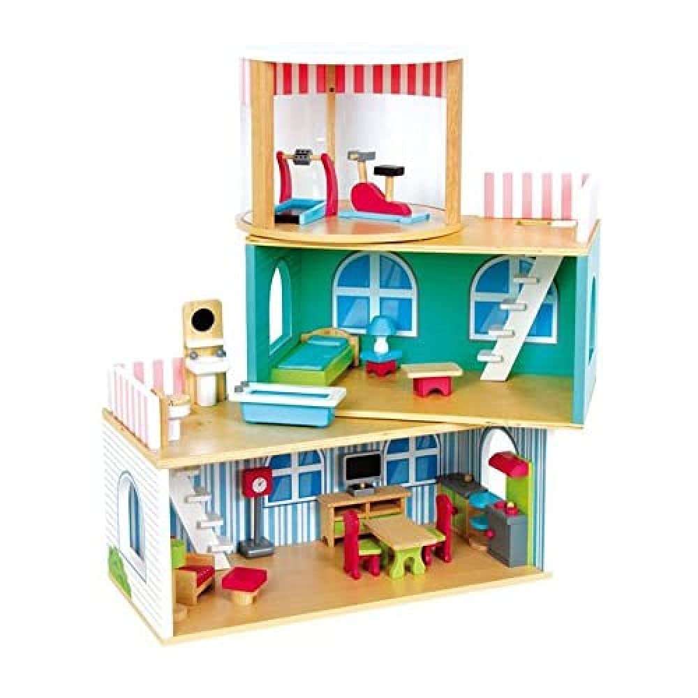 smallfoot casa delle bambole legno 3 piani 21 pezzi