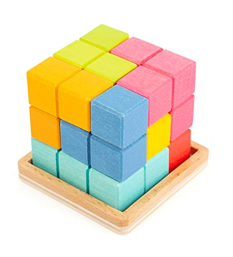 smallfoot 11346 Puzzle Cubo 3D legno 7 pezzi dai 5 anni