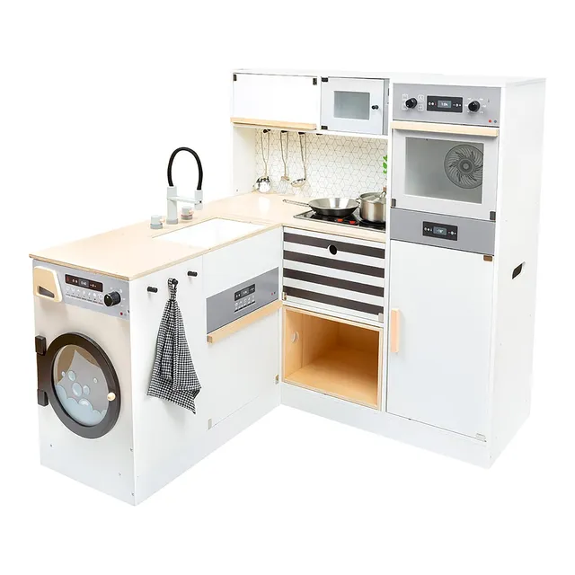 small foot Cucina Bambini Modulare XL Bianco Nero Legno