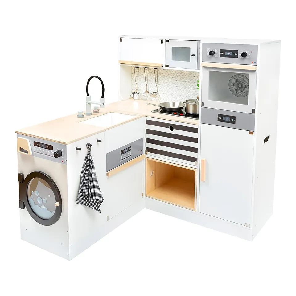 small foot Cucina Bambini Modulare XL Bianco Nero Legno