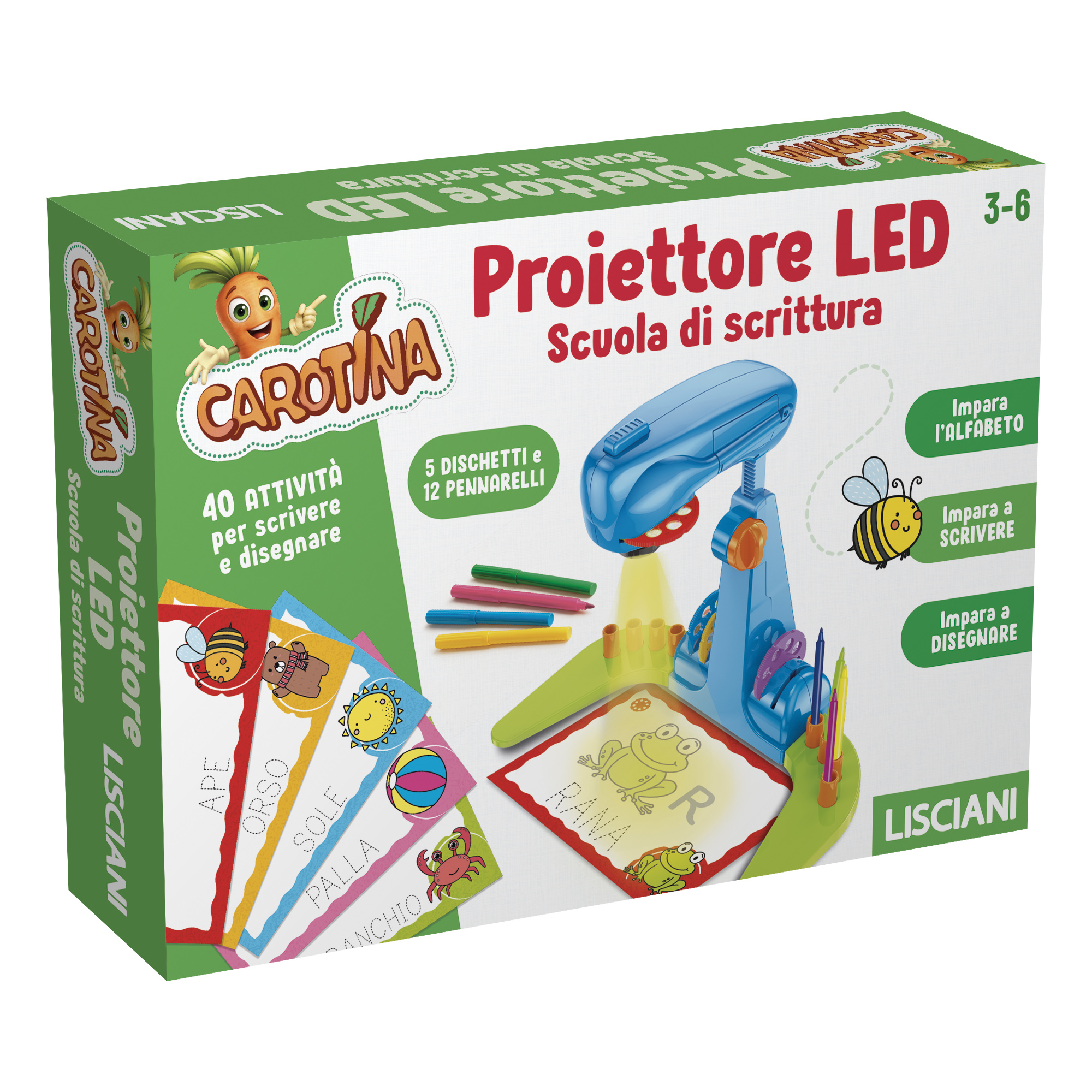Lisciani Carotina Proiettore Led Scuola di Scrittura gioco educativo
