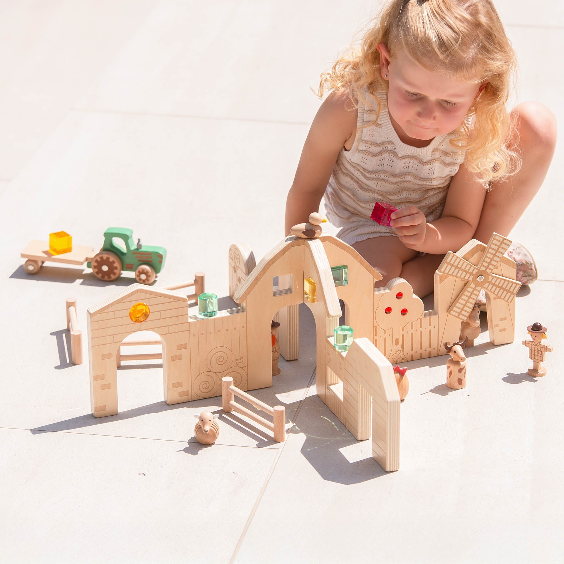 Tickit Wooden Farm Set fattoria in legno 15 pezzi da 3 anni