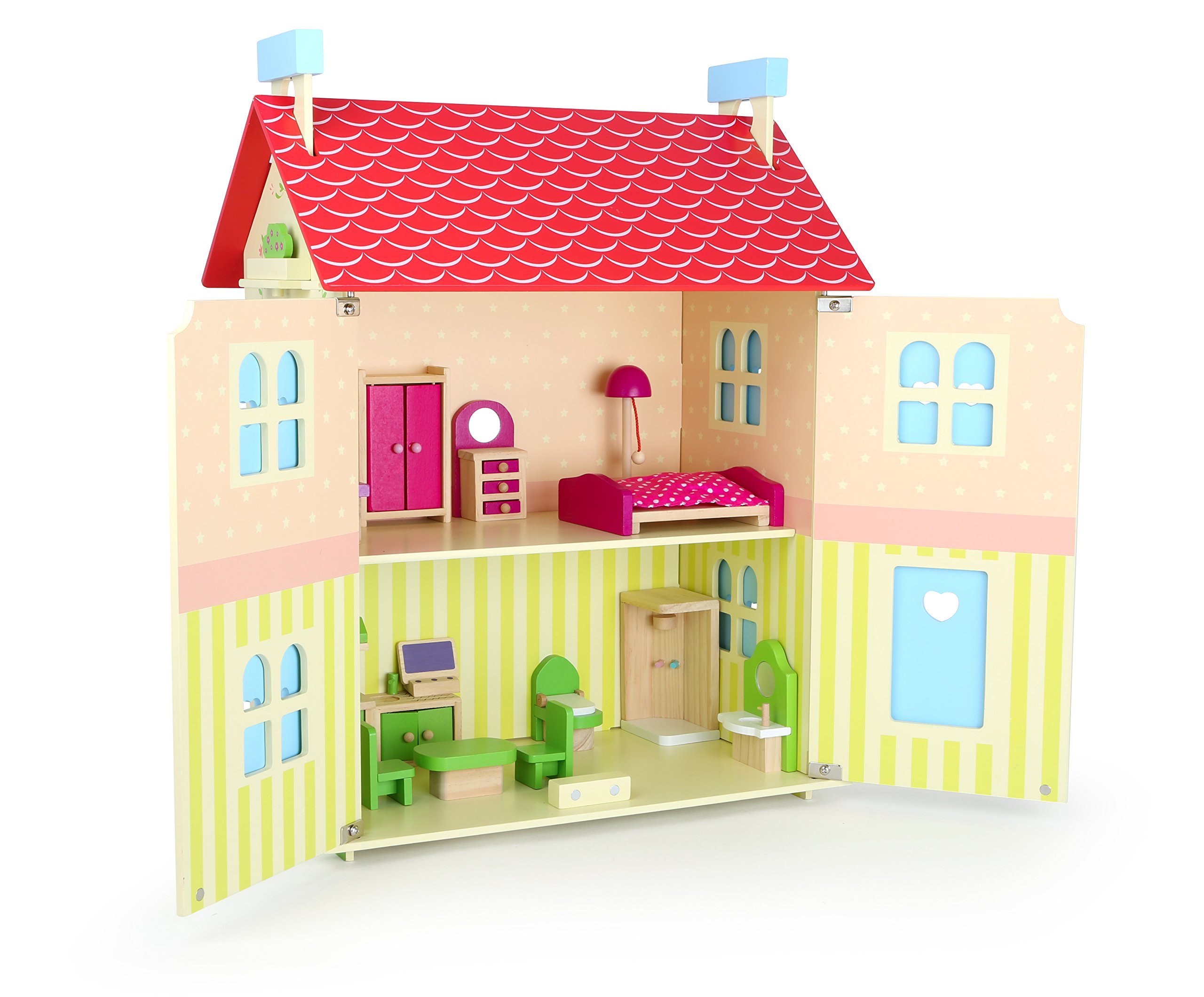 smallfoot 10736 casa bambole legno 3 piani con mobili