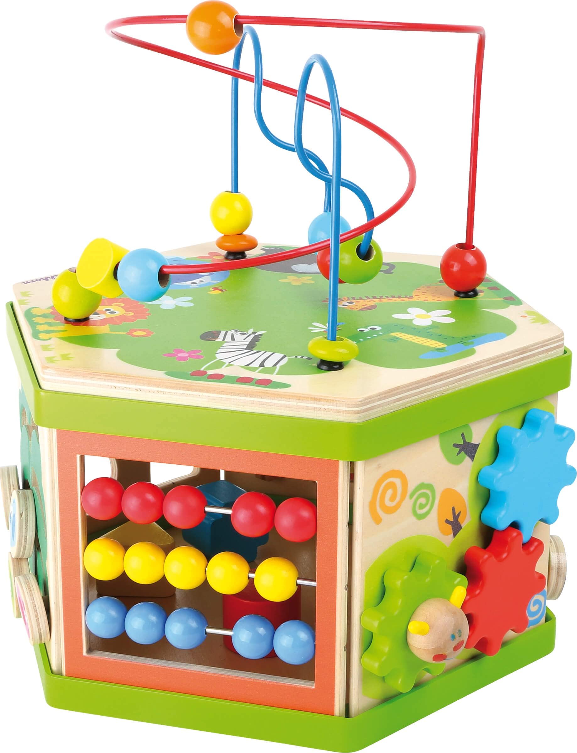 smallfoot 4244 Cubo Motorio Safari gioco legno animali