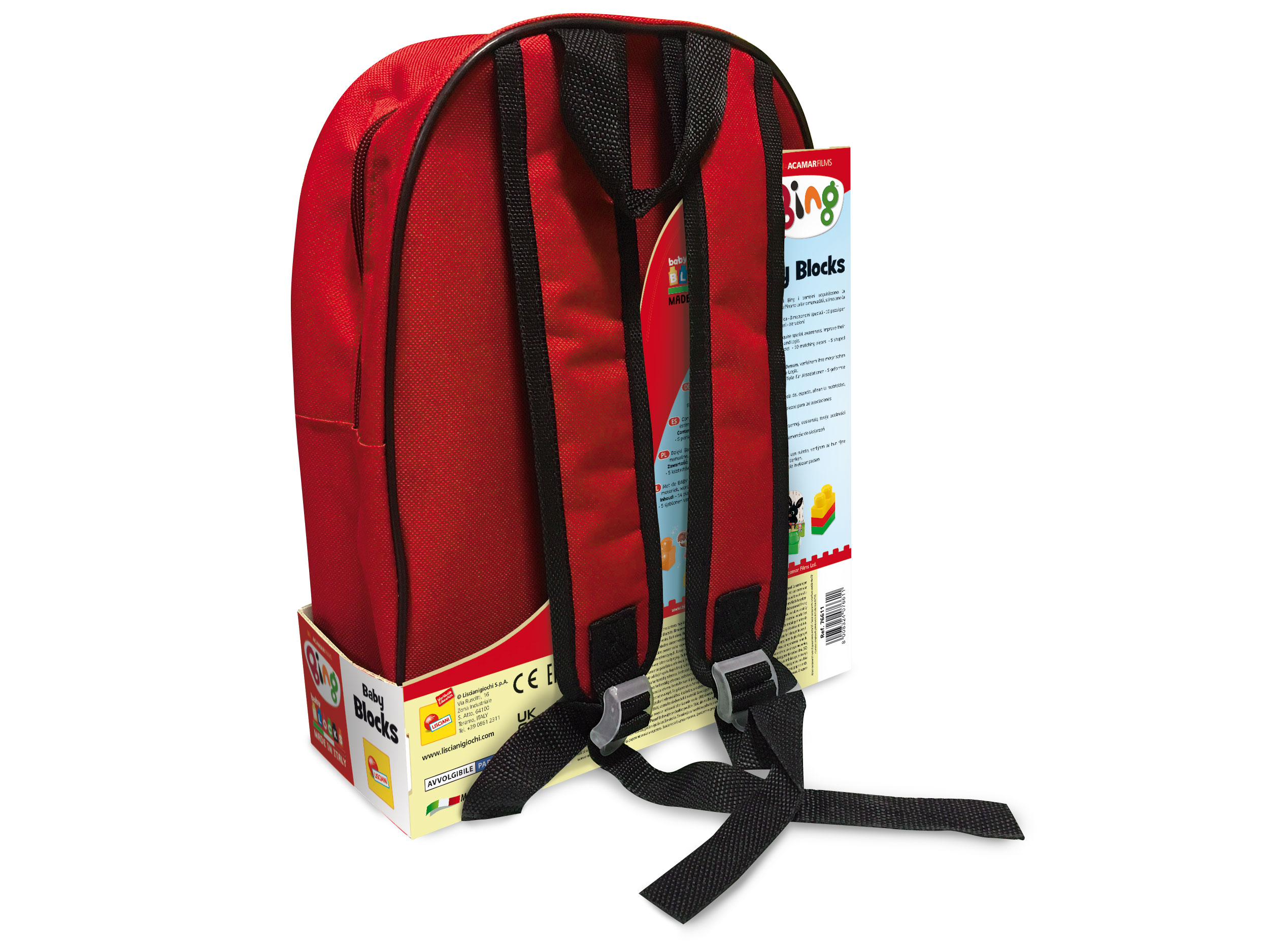 Lisciani Bing Zainetto Baby Blocks Rosso mattoncini bimbi