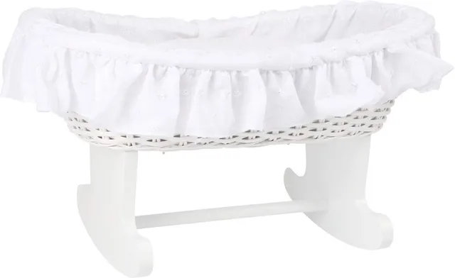 smallfoot 11417 culla bambole in vimini bianca
