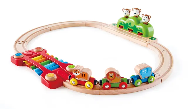 Hape percorso musica scimmiette trenino legno giungla