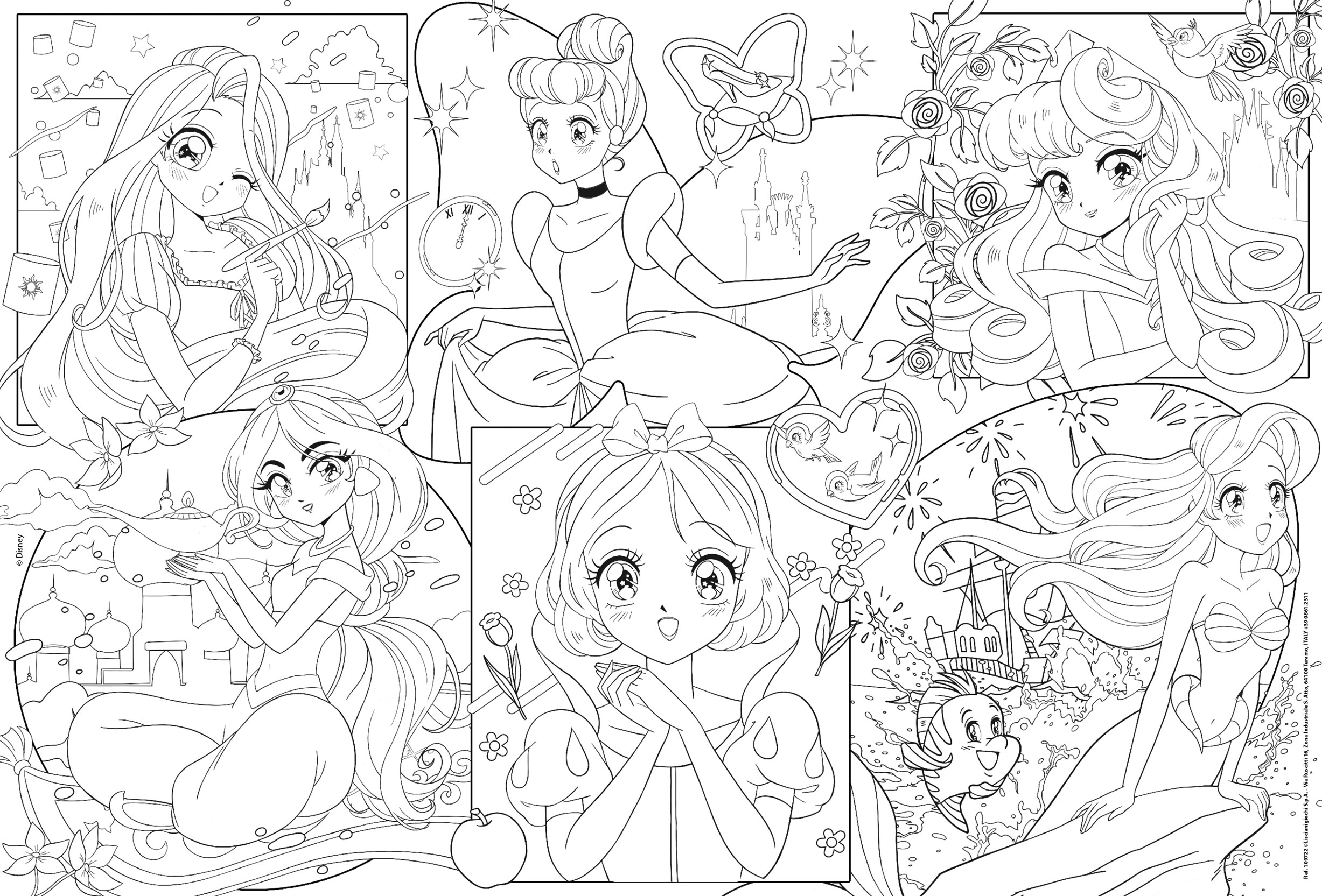 Lisciani Disney Plus 250 Princess Manga puzzle 250 pezzi colorabile