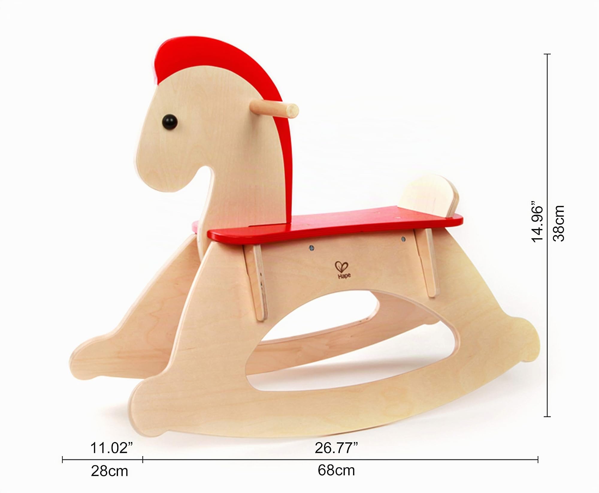 Hape E0100 cavallo a dondolo in legno con schienale