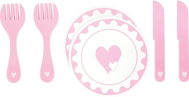 smallfoot 10890 Set Posate in Legno Rosa 6 Pezzi
