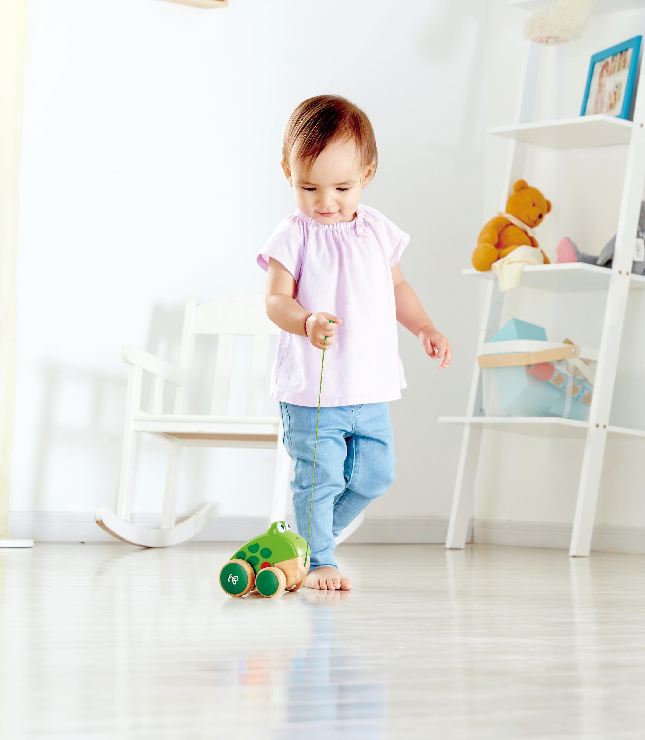 Hape Rana trainabile legno rana bocca apribile 12 mesi