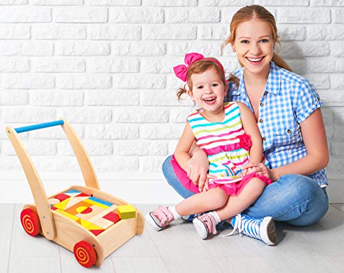 smallfoot 2695 Carrello Primi Passi legno con cubetti colorati