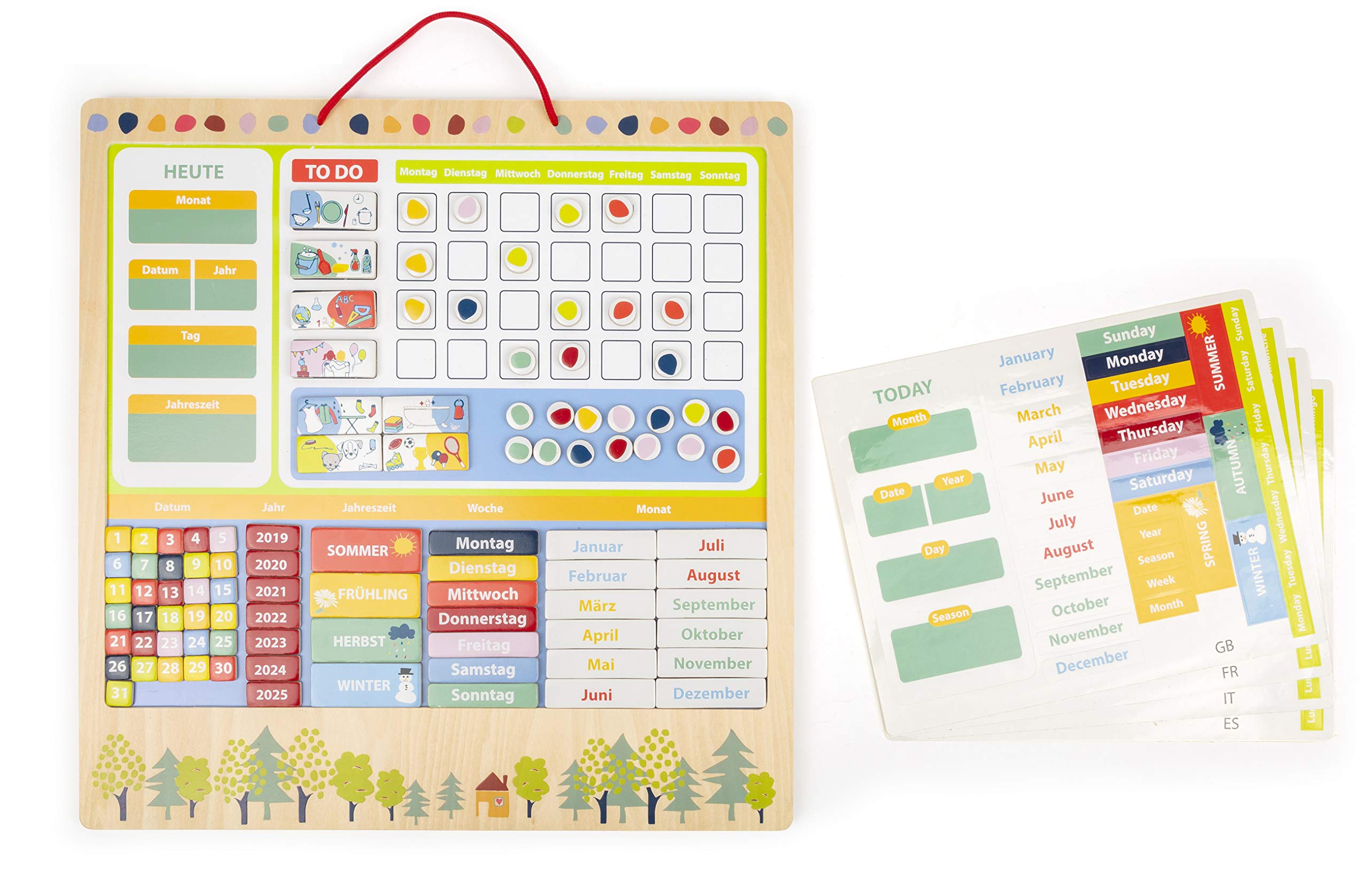 smallfoot 11460 Educate calendario magnetico legno 5 lingue