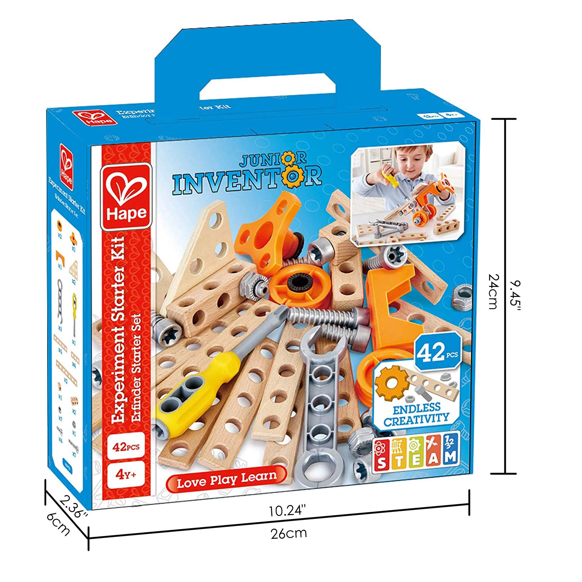 Hape Junior Inventor kit costruzioni legno 42 pezzi 4 anni