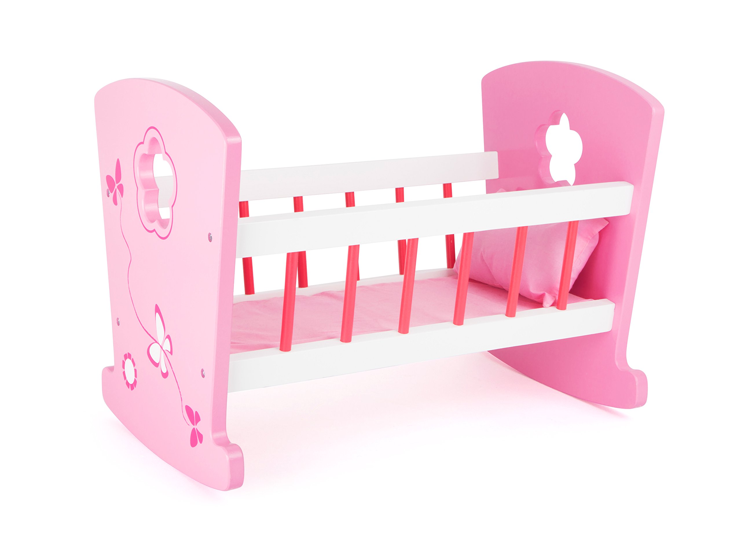 smallfoot 10742 culla bambole legno rosa con cuscino