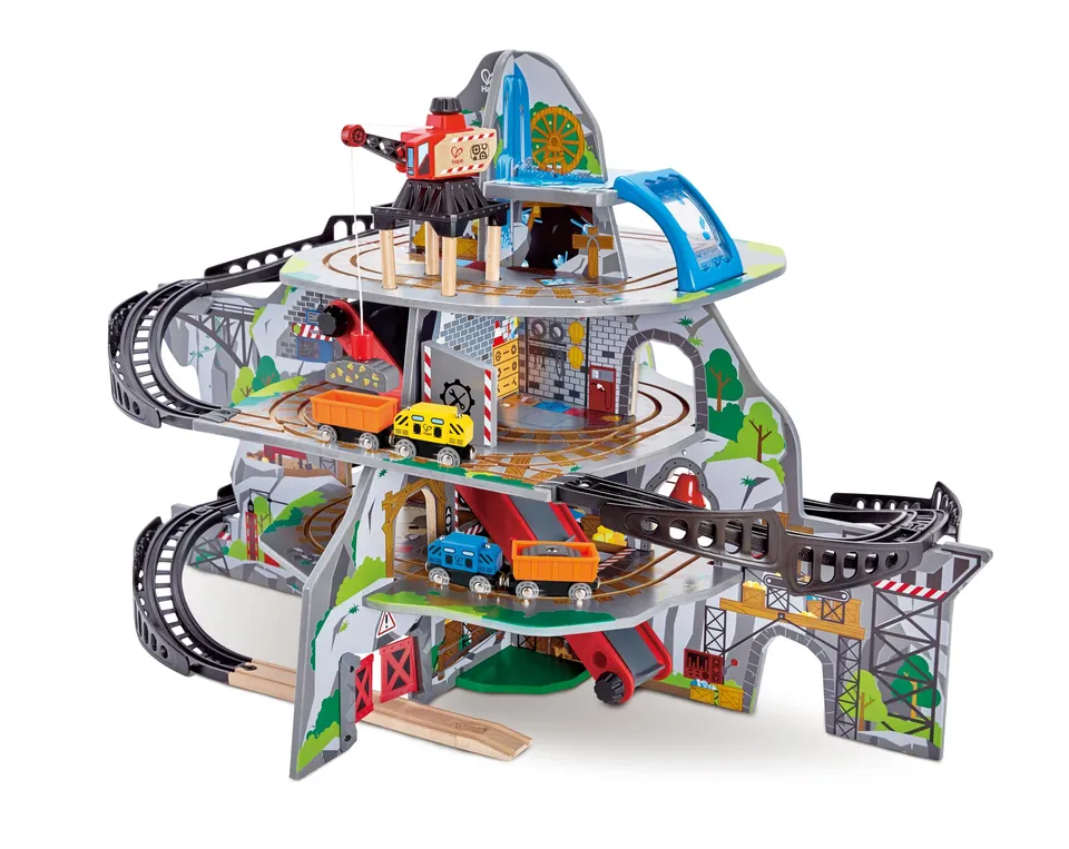 Hape Mega Miniera Montana pista trenino legno 32 pezzi