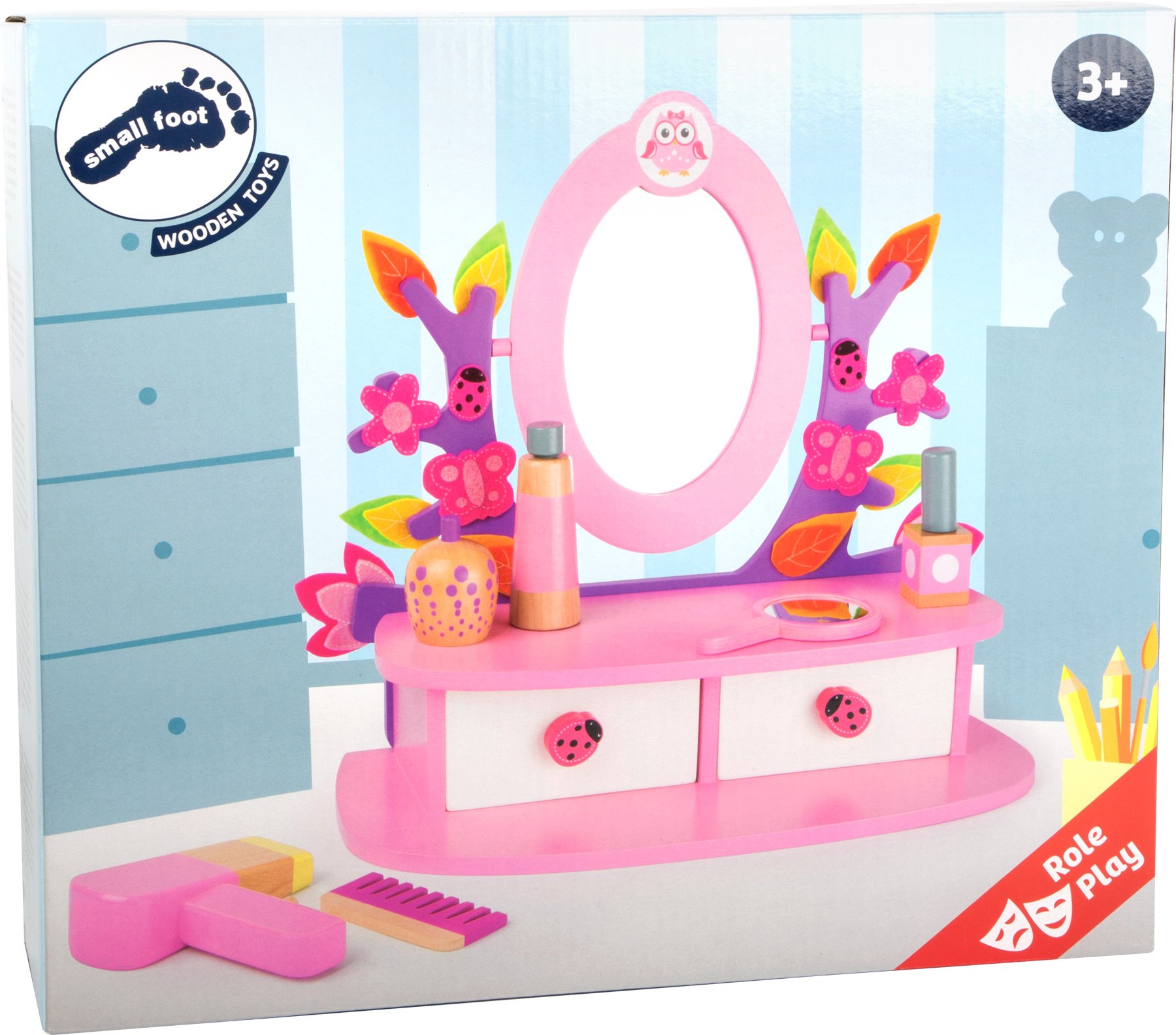 Small Foot 10608 tavolo toeletta legno con specchio girevole