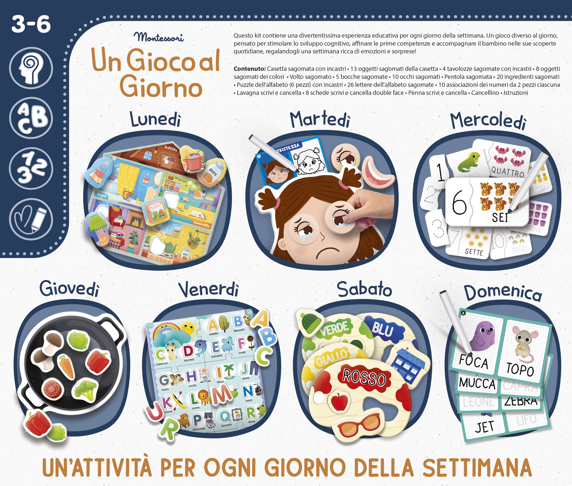 Lisciani Montessori Un Gioco Al Giorno kit 7 giochi
