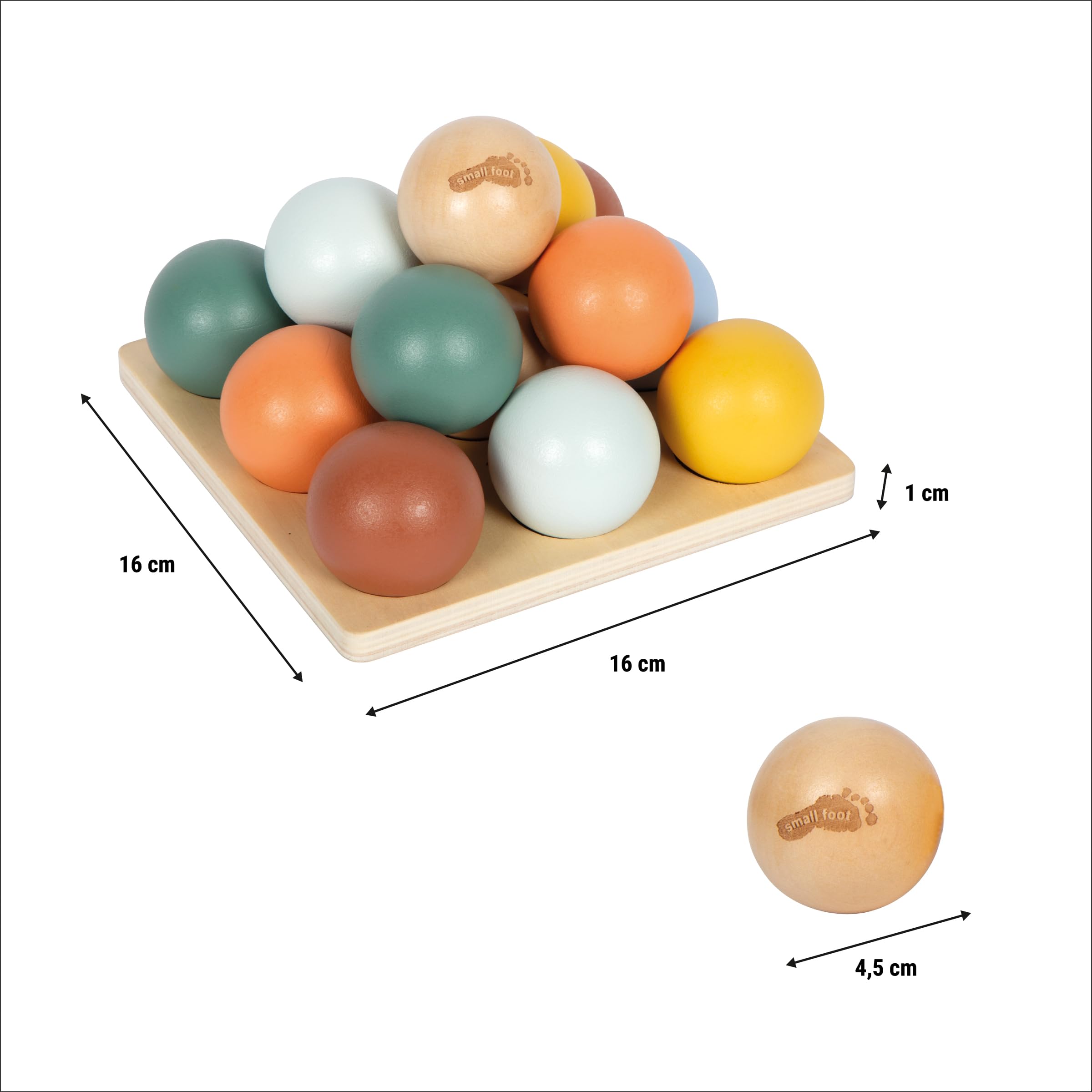 smallfoot Montessori 12815 gioco palline legno 14 pezzi