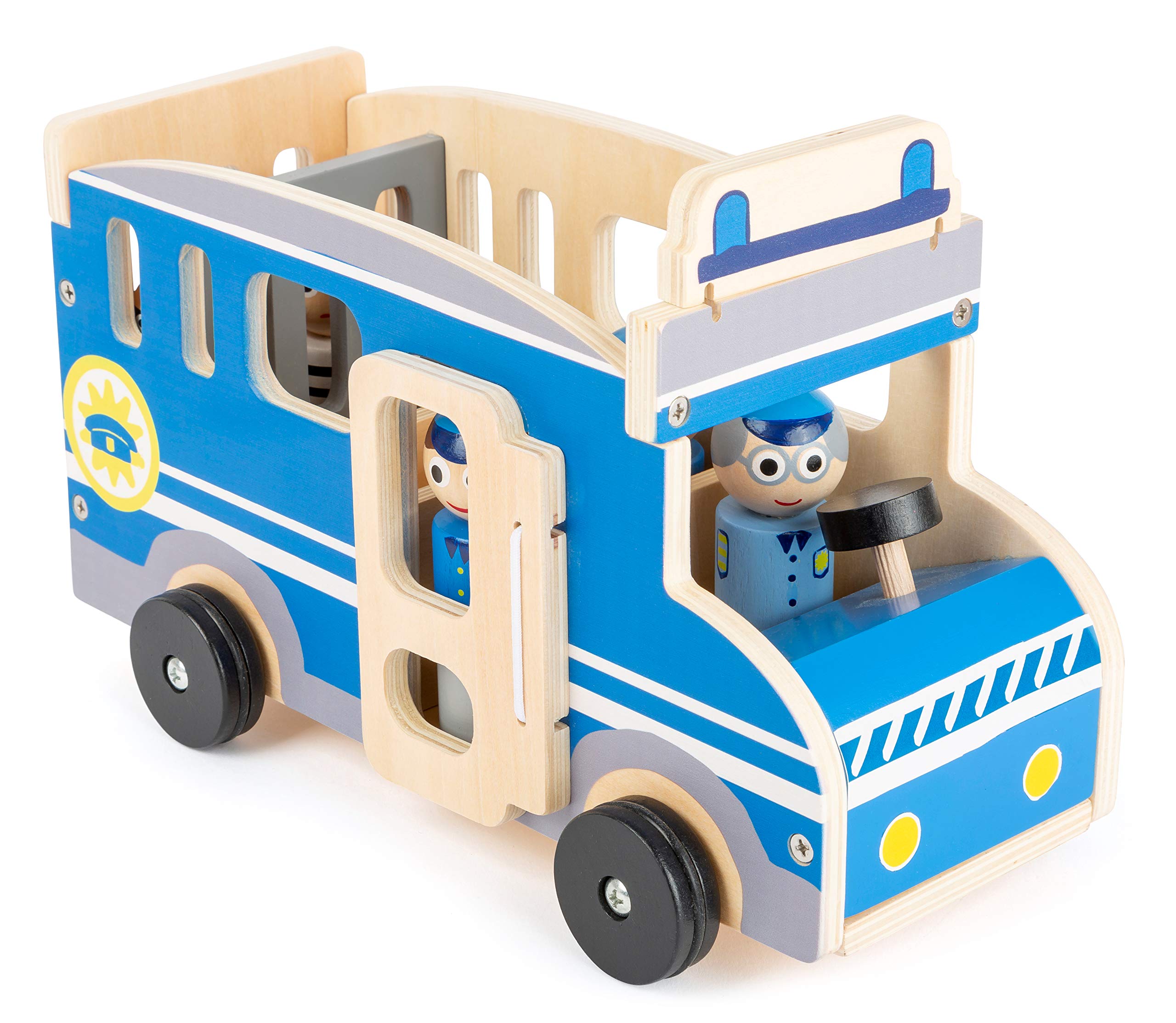 smallfoot Grande Autobus Polizia Giocattolo Legno con Personaggi 3 Anni