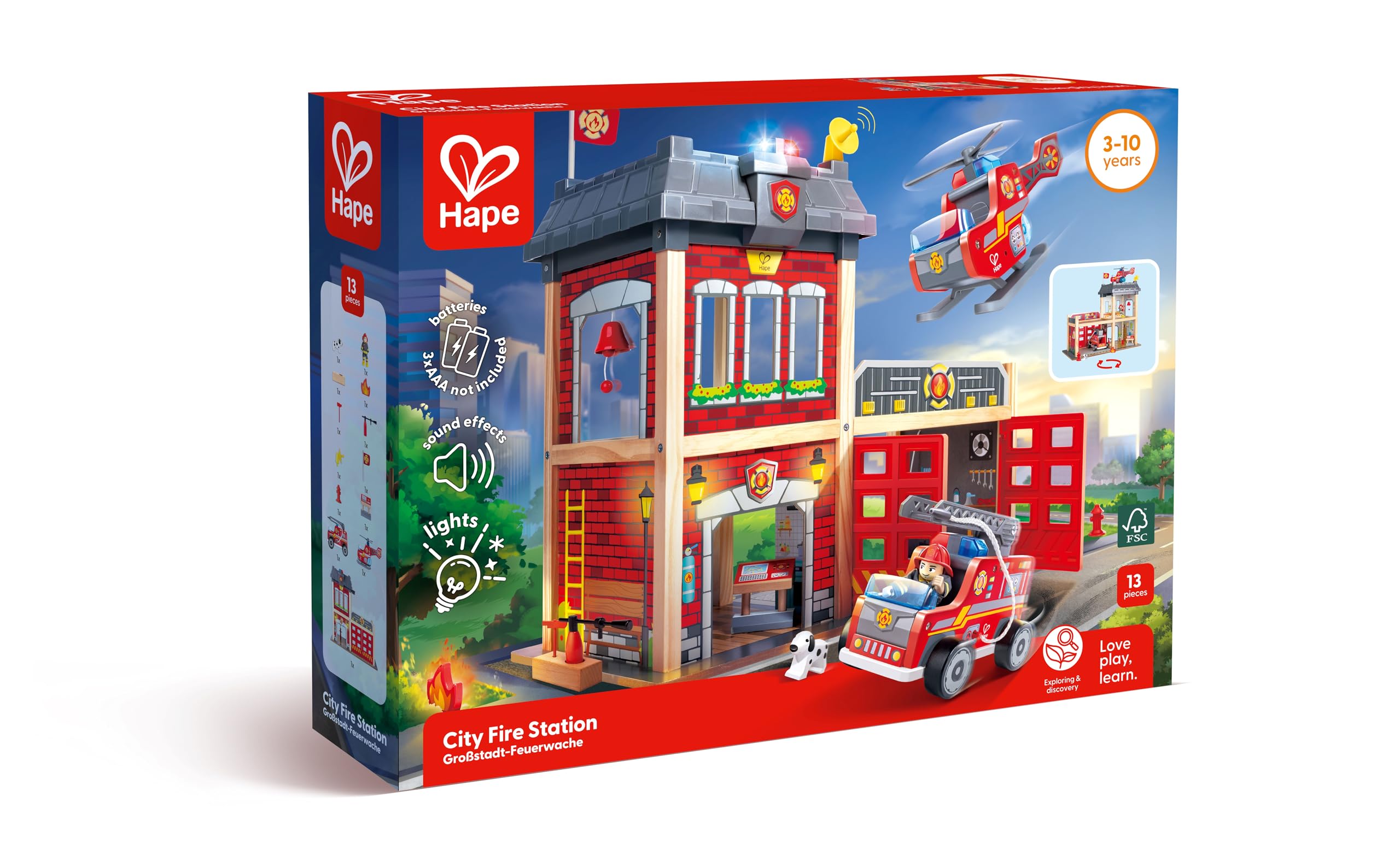 Hape Caserma dei Pompieri caserma in legno con luci e suoni