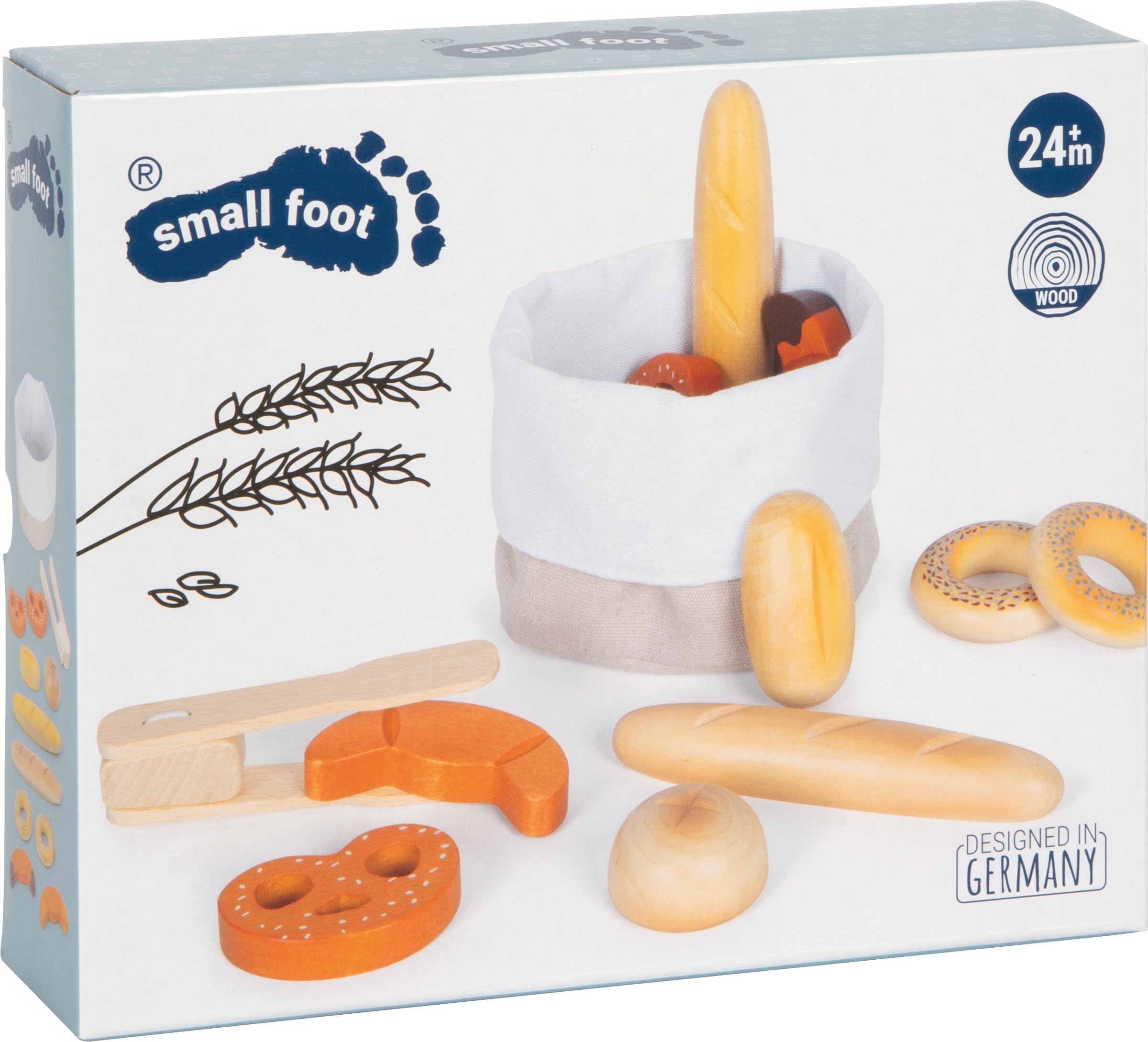 smallfoot fresh set pane giocattolo legno 12 pezzi con cestino