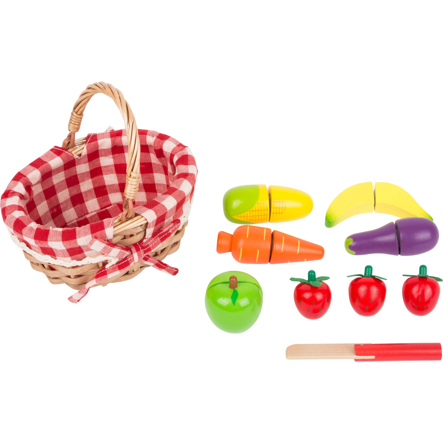 smallfoot Cestino Spesa 11281 frutta da tagliare legno 15 pezzi