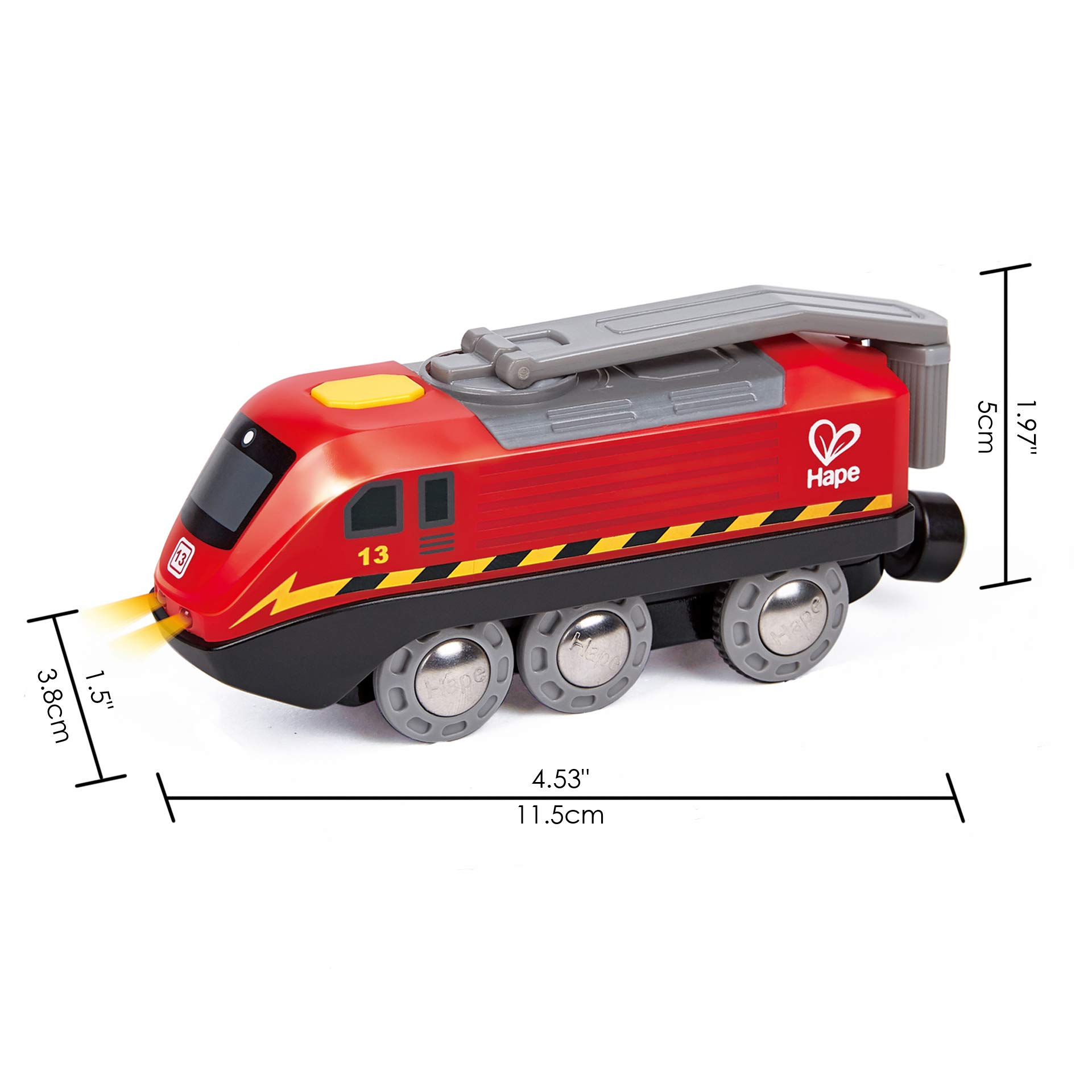 Hape treno a dinamo rosso giocattolo in legno