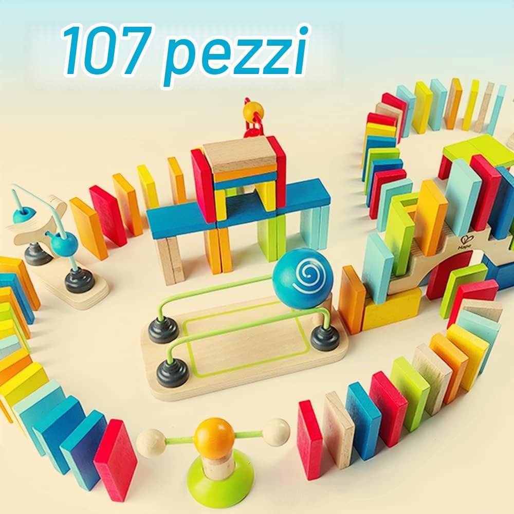 Hape Domino Dinamici set domino legno 107 pezzi multicolore