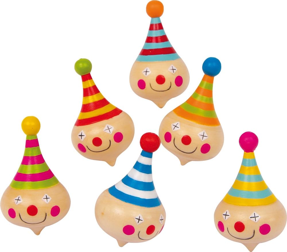 smallfoot Trottole Clown trottola legno set 6 pezzi 3 anni