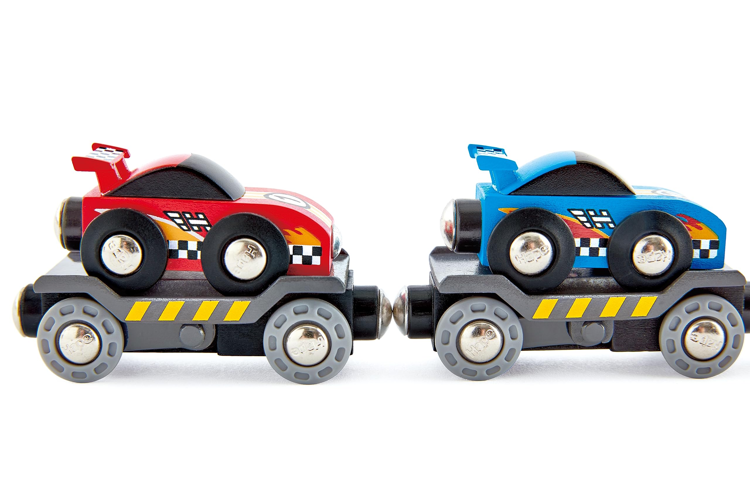 Hape Transporter auto da corsa trenino legno 6 pezzi 3 anni+