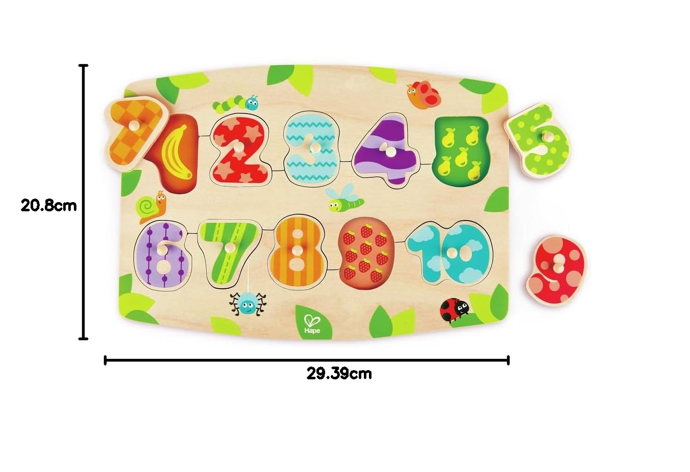 Hape E1404 Puzzle numeri legno pomelli primo apprendimento