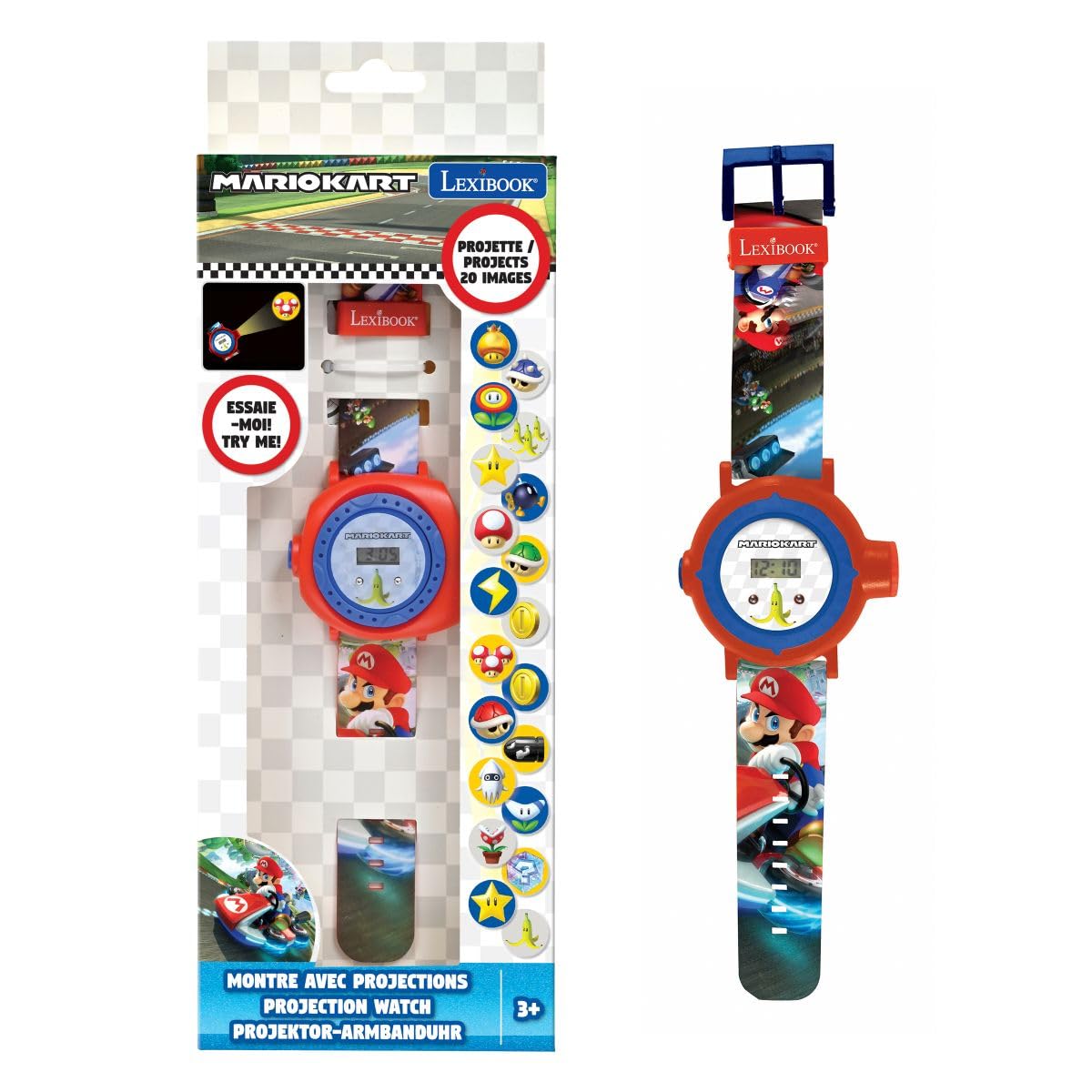 Lexibook Mario Kart DMW050NILXB orologio proiezione rosso/blu