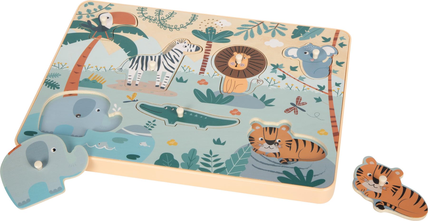 smallfoot Safari puzzle sonoro versi animali in legno 7 pezzi