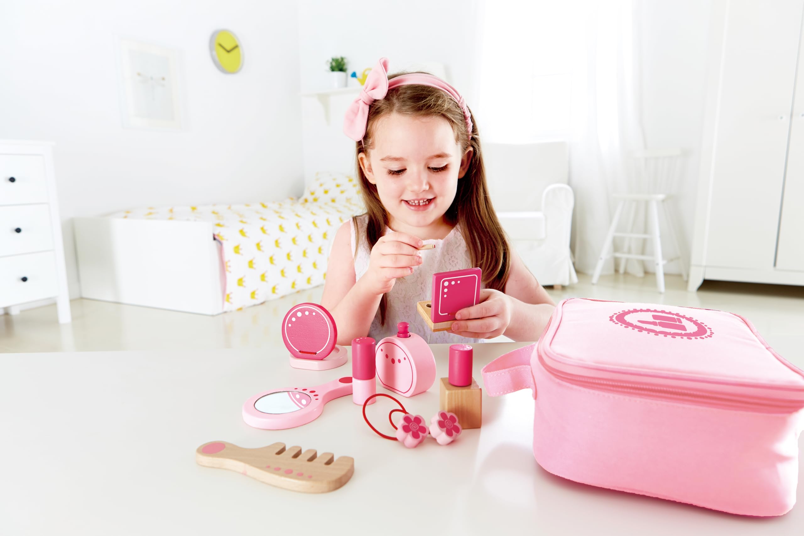 Hape Set di Bellezza trucchi giocattolo legno 11 pezzi rosa