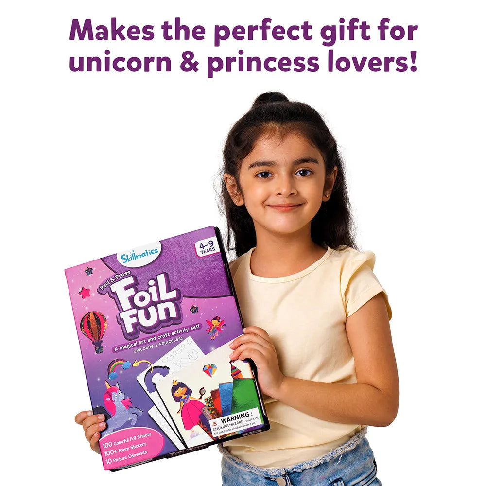 Skillmatics Foil Fun Unicorns Princesses kit 100 pezzi