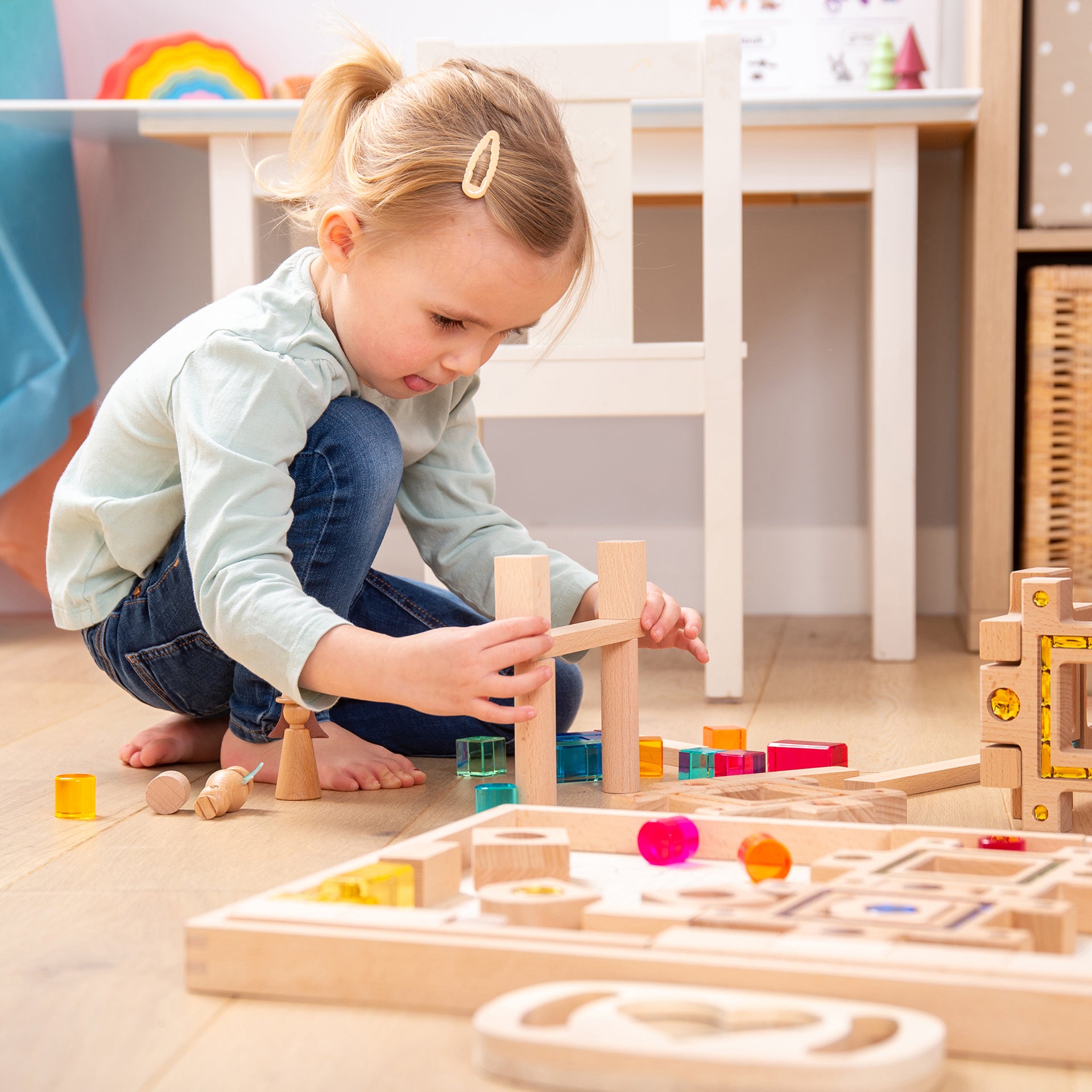 Tickit Gem Puzzle Blocks blocchi legno 58 pezzi traslucidi