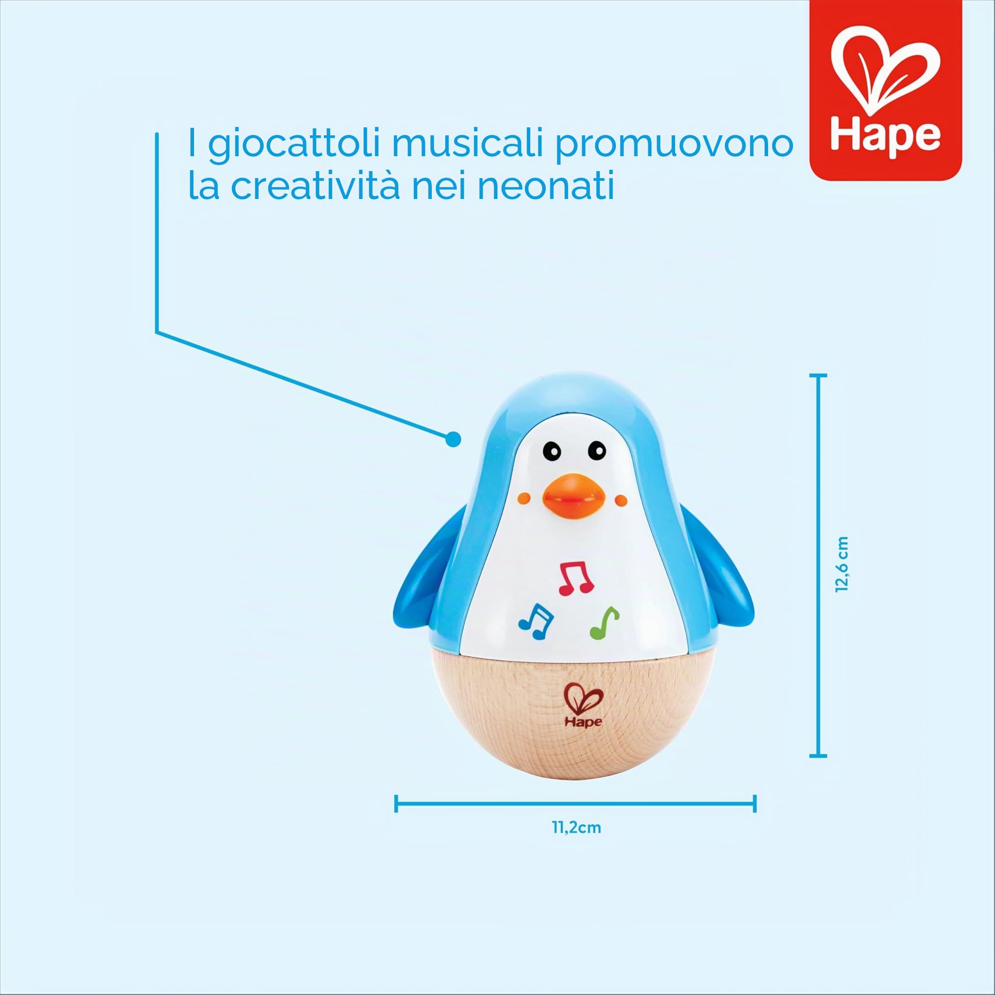 Hape Pinguino Musicale Oscillante Gioco in Legno 6 Mesi