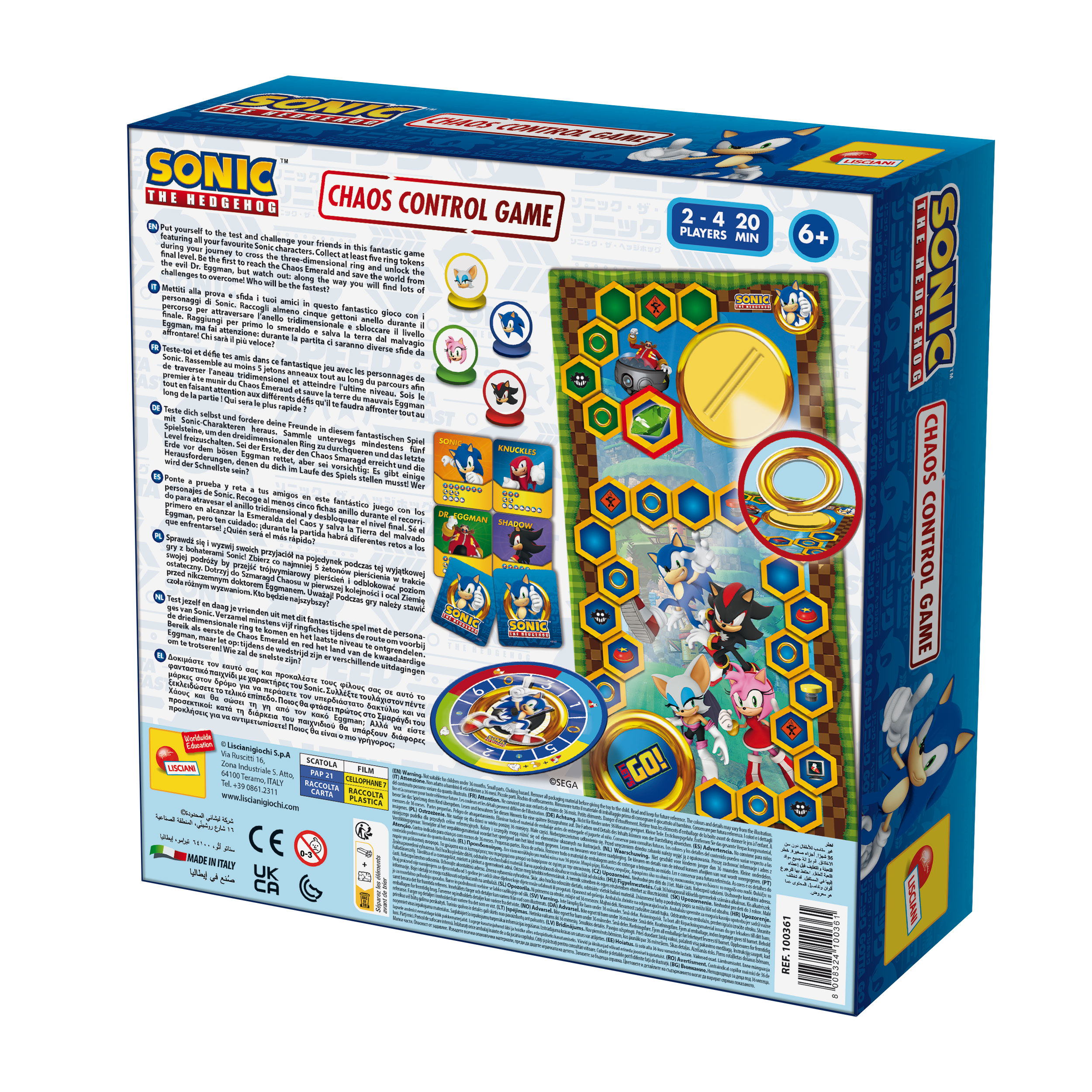 Lisciani Sonic Chaos Control Game gioco da tavolo anelli
