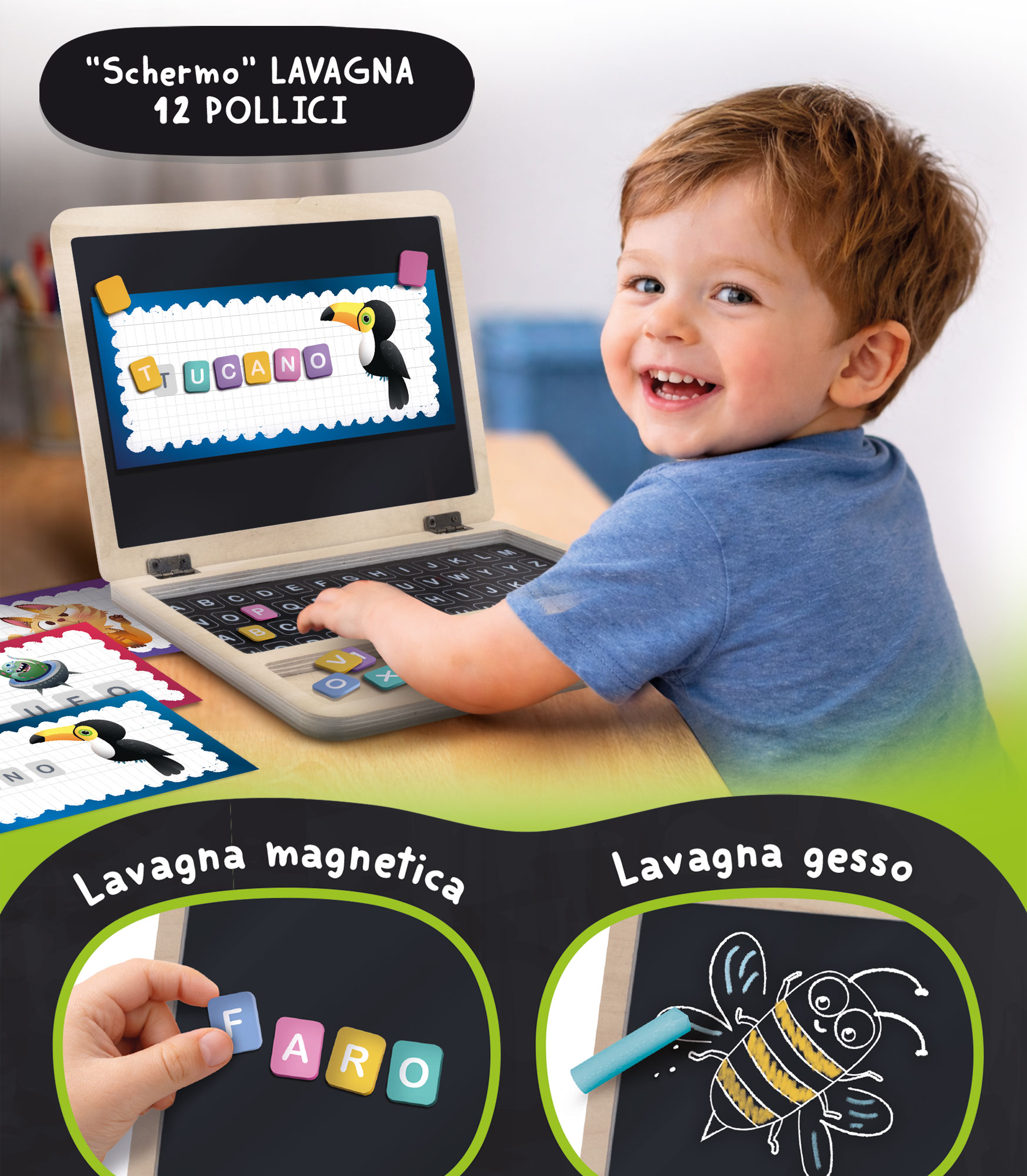 Lisciani Giochi Carotina Primo Laptop di Legno laptop magnetico lettere