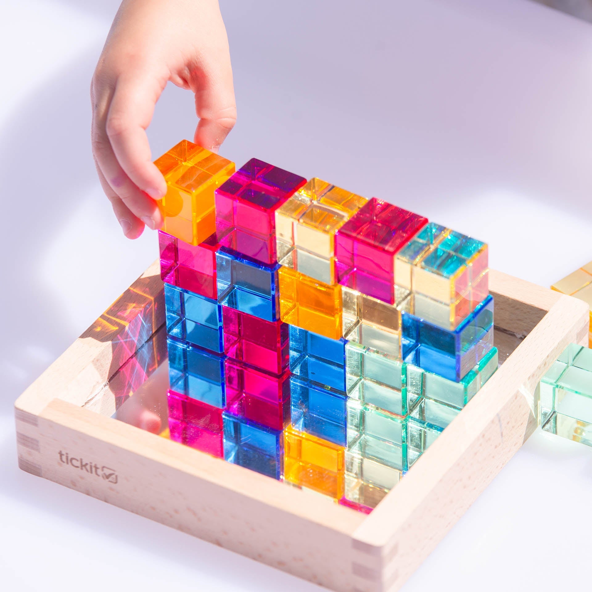 Tickit Gem Cube Mirror Tray vassoio 25 gemme traslucide