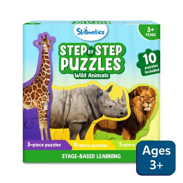 Skillmatics Step By Step Wild Animals puzzle 10 pezzi 3+ anni