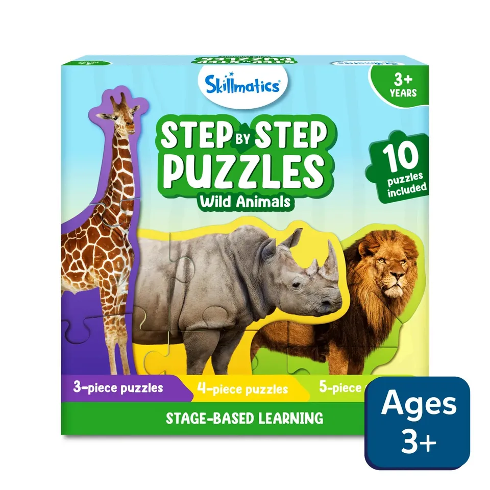 Skillmatics Step By Step Wild Animals puzzle 10 pezzi 3+ anni