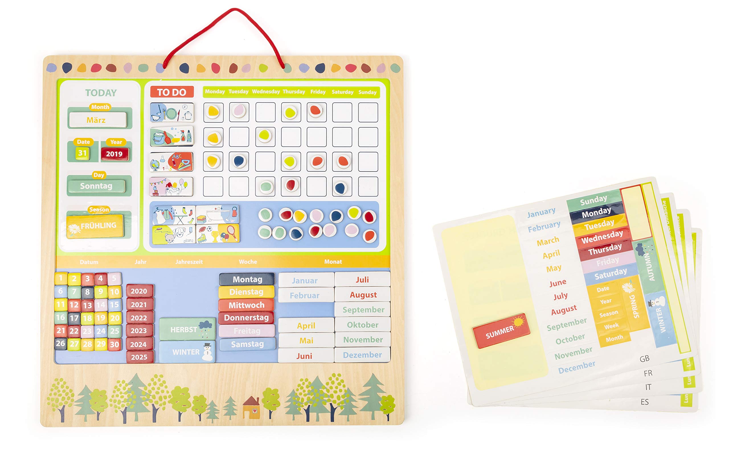 smallfoot 11460 Educate calendario magnetico legno 5 lingue