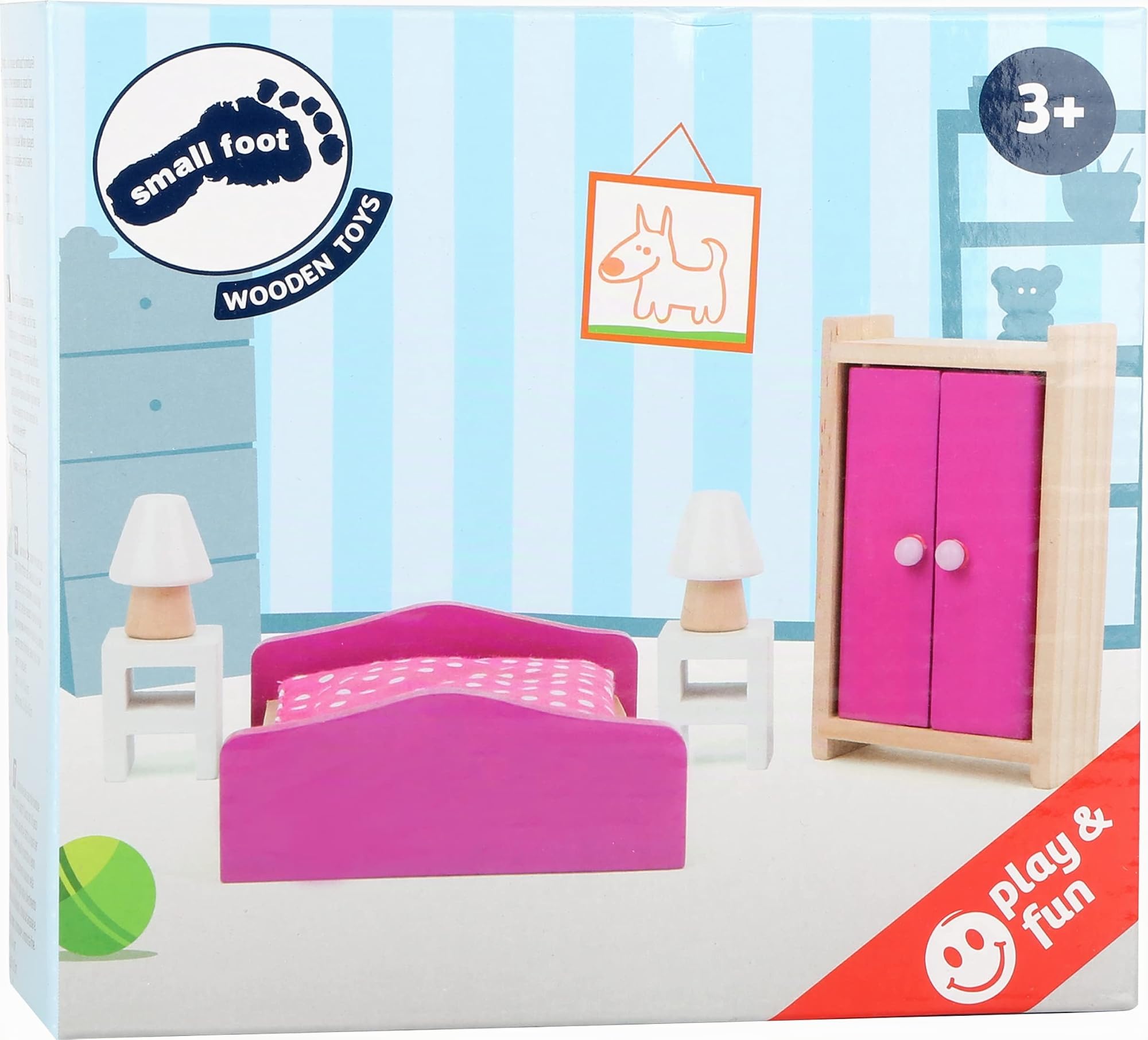 small foot 10874 mobili camera letto casa bambole legno 6pz